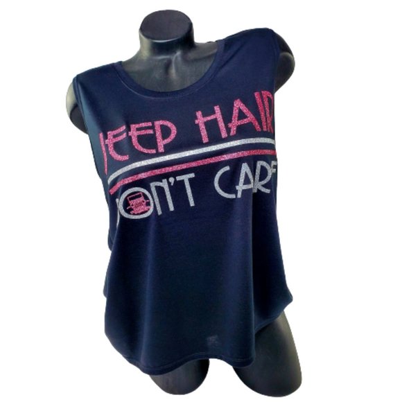 Jeep Hair Don't Care Black Sleeveless Tee with Hi-Lo Bottom Hem. - Picture 6 of 7